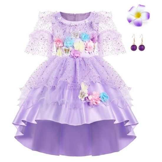 Robe Madrigal Enfant – Costume De Princesse Halloween, Carnaval, Noël – Inspiration Film – 100-150 Cm, Fermeture Boutons