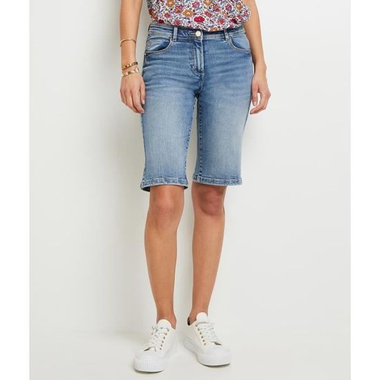 GRAIN DE MALICE Bermuda en jean femme Marron clair Cdiscount Pret a Porter
