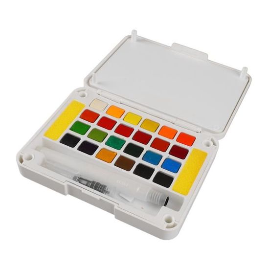 Palette D'aquarelle Portable En Noyer, 24 Grilles, Boîte De Peinture De 0.5ML, Croquis De Voyage, Palette D'aquarelle, Fournitures D'art De Peinture