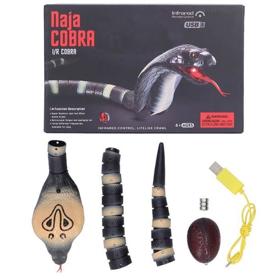 Serpent Cobra Télécommandé 39cm Réaliste - Jouet RC Avec Langue Rétractable Et Lumière Pour Enfants