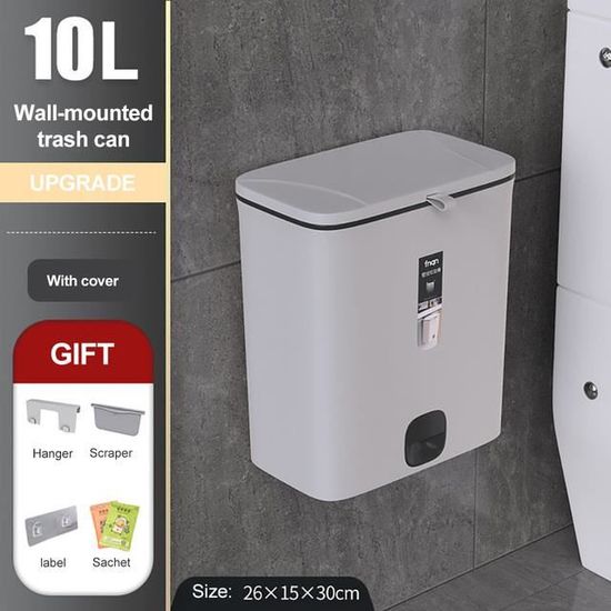 Poubelle De Cuisine Pliable, 10L Poubelle De Placard Suspendue Murale Porte D Armoire De Cuisine Sous Vier Poubelle Blanche