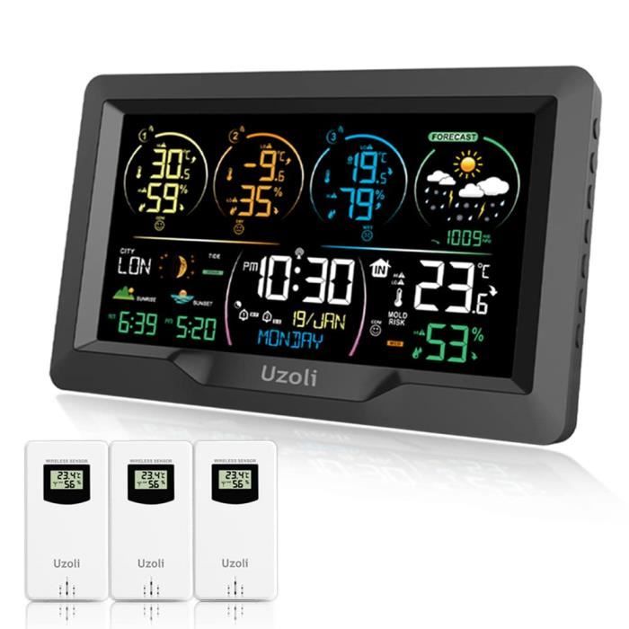 Station Météo Sans Fil Portable - Thermomètre, Hygromètre, Baromètre - Noir