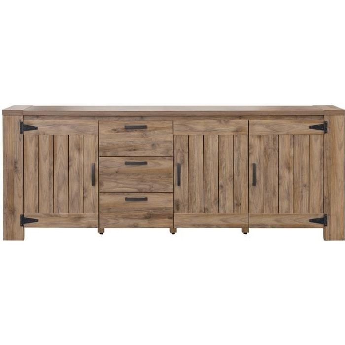 CAMPAGNE Enfilade classique décor ton bois - L 219,5 cm