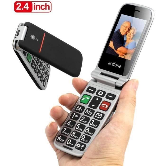 artfone Téléphone Portable Senior Débloqué avec Grandes Touches | Bouton SOS | Radio FM | Haut-Parleur de Boîte | écran de 2,4