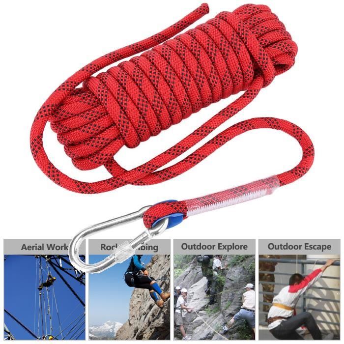 10M Corde d'escalade Corde de Parachute de Secours en Plein air 12mm pour échappement à la sécurité -XNA