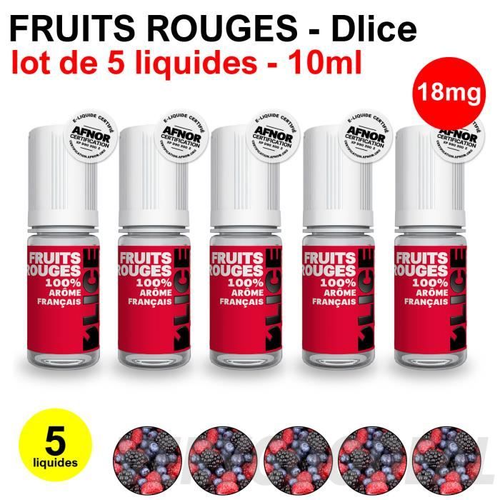 Eliquid FRUITS ROUGES 18mg lot de 5 liquides DLICE