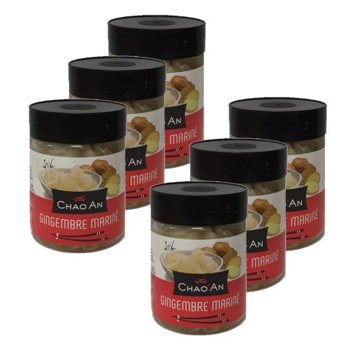 Lot 6x Gingembre en tranche mariné - Chao'an - pot 250g