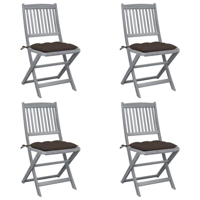 Star® Lot de 4 Chaises de jardin pliables Chaise d'extérieur Contemporain - Fauteuil de Jardin avec coussins Bois d'acacia 1824 :-)