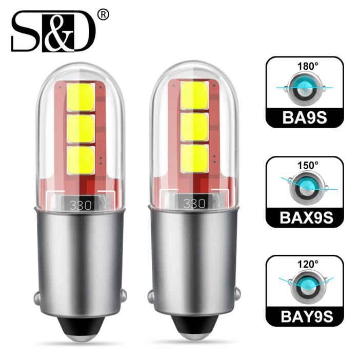 BAX9S -2 pièces BA9S LED BAX9S H21W BAY9s ampoule LED voiture feux de recul Auto Parking plaque d'immatriculation lumières intéri