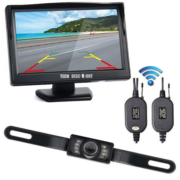 Kit caméra de recul sans fil et moniteur Système de vision arrière Night Vision Waterproof noir