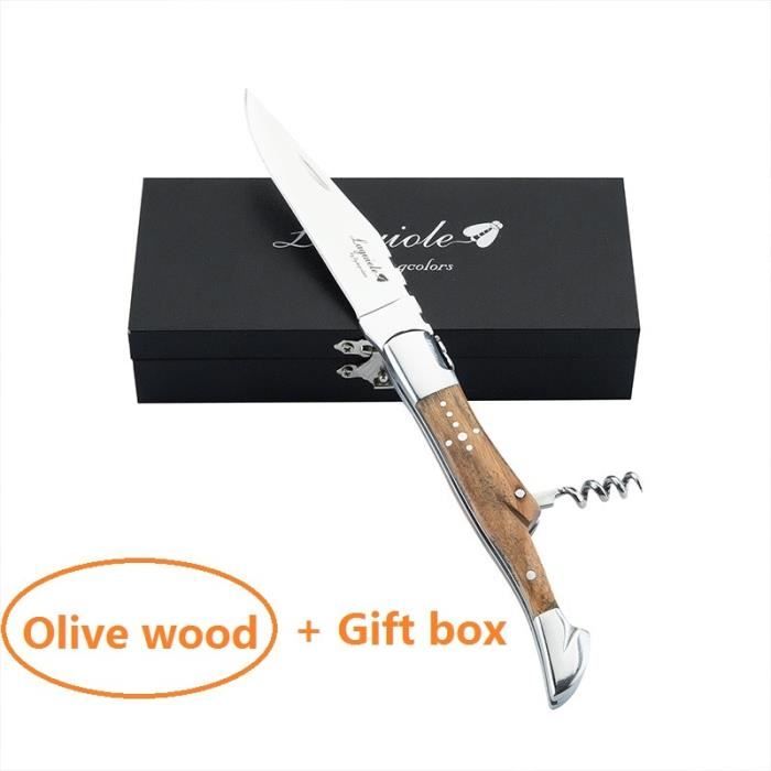 Tire-Bouchon,Laguiole ouvre bouteille en acier inoxydable, couteau, manche en bois, Sommelier, bière, ouvre - Type Olive Wood Box