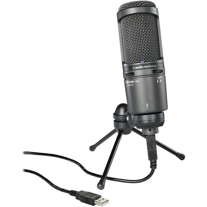 Audio-Technica AT2020USB+ Microphone cardioïde USB pour Ordinateur/Tablette Noir