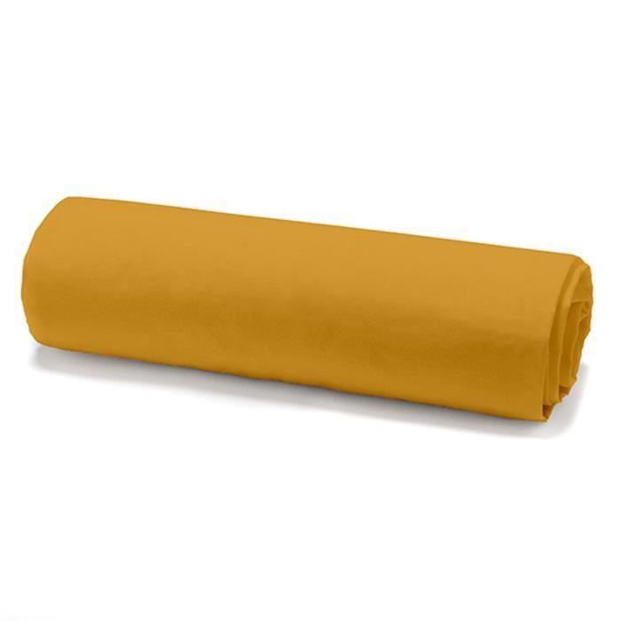 TODAY Drap housse 100% coton - 140 x 190 cm - Jaune safran (Lot de 2)