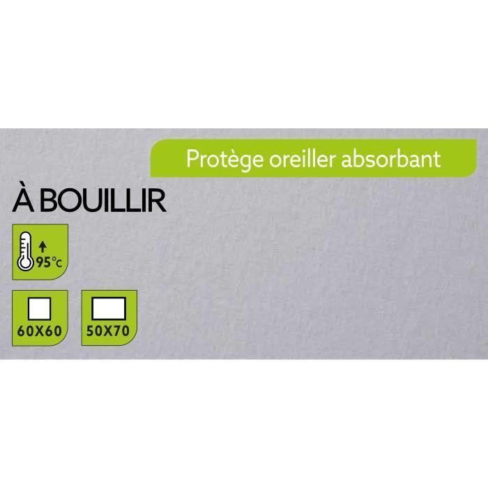 TODAY Protège Oreiller Absorbant à Bouillir 50x70cm - 100% Coton (Lot de 3)