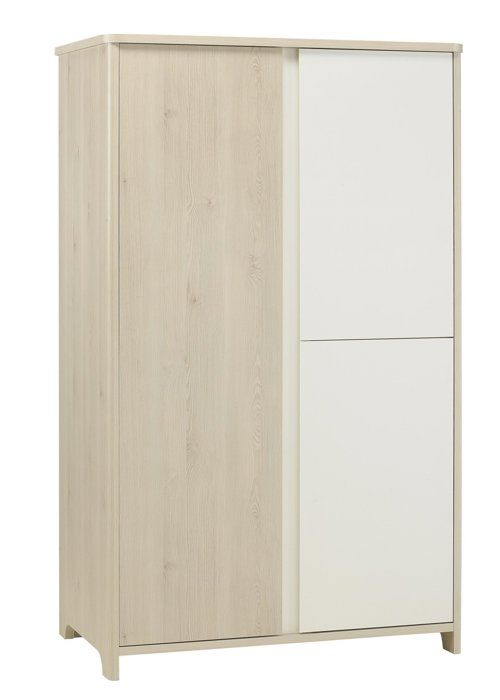 Armoire 3 portes finition décor pin blanchi L98cm SACHA