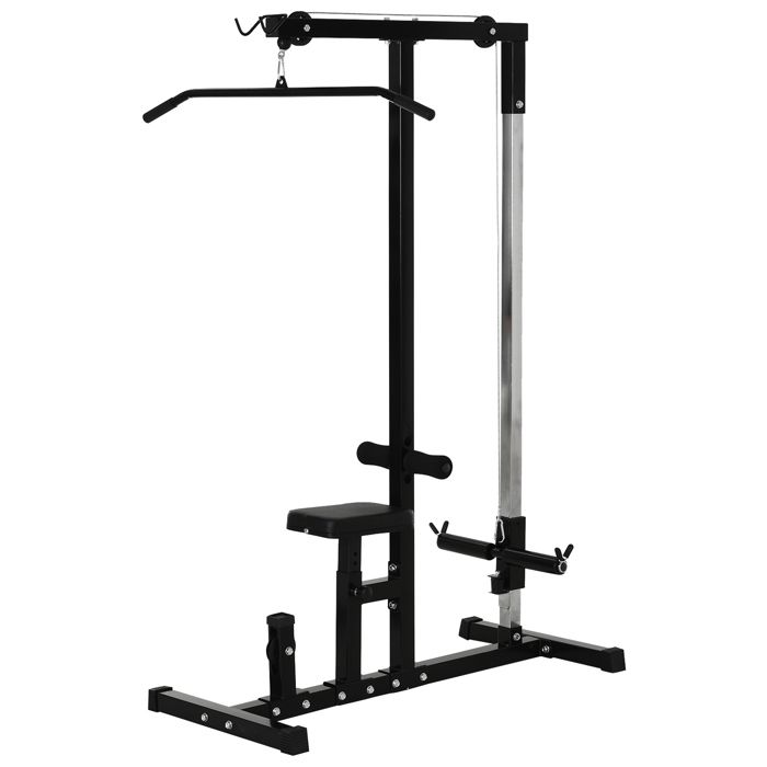 Station de musculation pour tirage poitrine - lat pulldown machine - banc de musculation dim. 103L x 120I x 180H cm acier noir