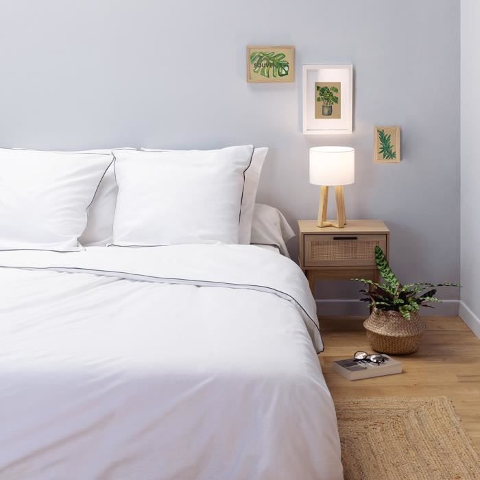 LOVELY HOME Parure de couette Satin de Coton 240x260cm Blanc