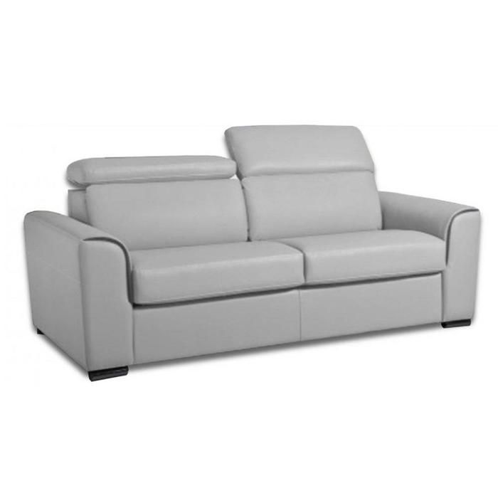 Canapé convertible express IMOLA Nubucuir gris clair matelas 18cm couchage 140 cm gris Cuir Inside75