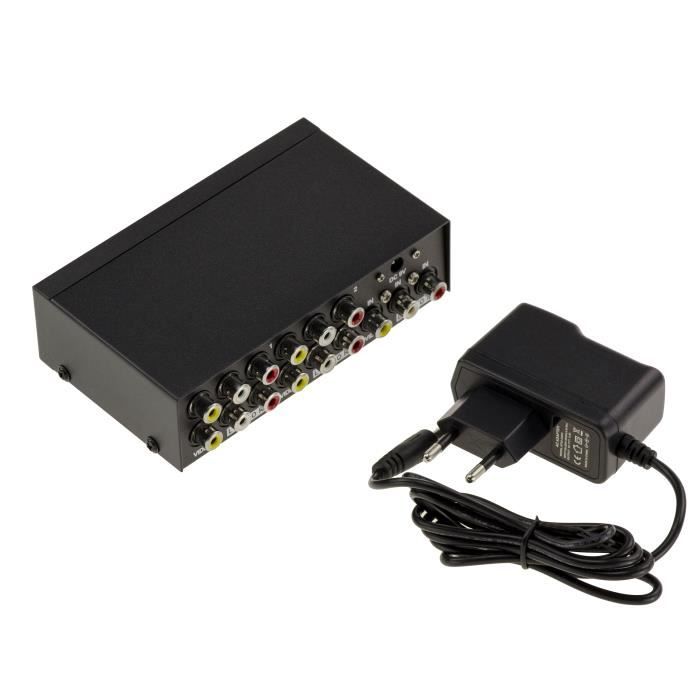 Splitter AUDIO Stereo + VIDEO Composite - 4 Ports Amplifie un signal stéréo et/ou video et le duplique 4 fois
