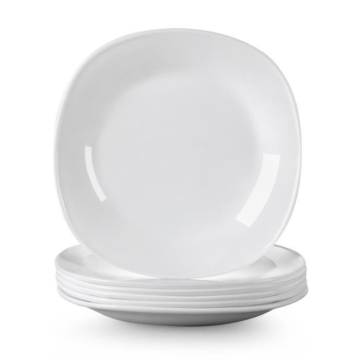 Malacasa, Série ESMER Lot de 18 assiettes Plates 11- - Service de Table en Verre opale - passe au lave-vaisselle et au micro-ondes