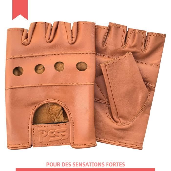 Classic AIR 503 Gants Vélo VTT Musculation Conduite Mitaines En Cuir Intérieur Doux & Respirants PSS - Camel