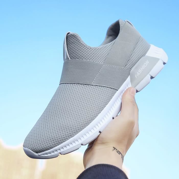 Chaussures de sport respirantes à la mode pour hommes, chaussures de course légères, baskets grise