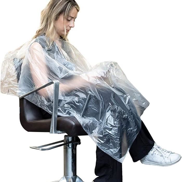 50PCS Capes de Coupe Peignoir de Coiffure Cape de Coiffure Imperméable Coupe Cheveux Cap de Protection Découpage Jetables