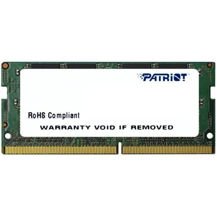Patriot Memory 8GB DDR4 2400MHz, 8 Go, 1 x 8 Go, DDR4, 2400 MHz, 260-pin SO-DIMM, Vert