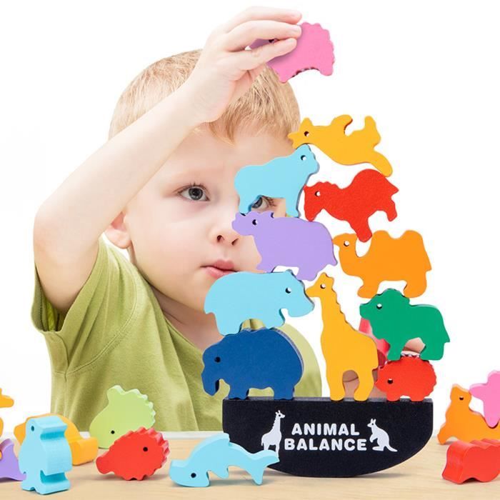 Jouets d'empilage en bois, jeu d'équilibre en forme d'animal, jouet de construction sensorielle pour les enfants