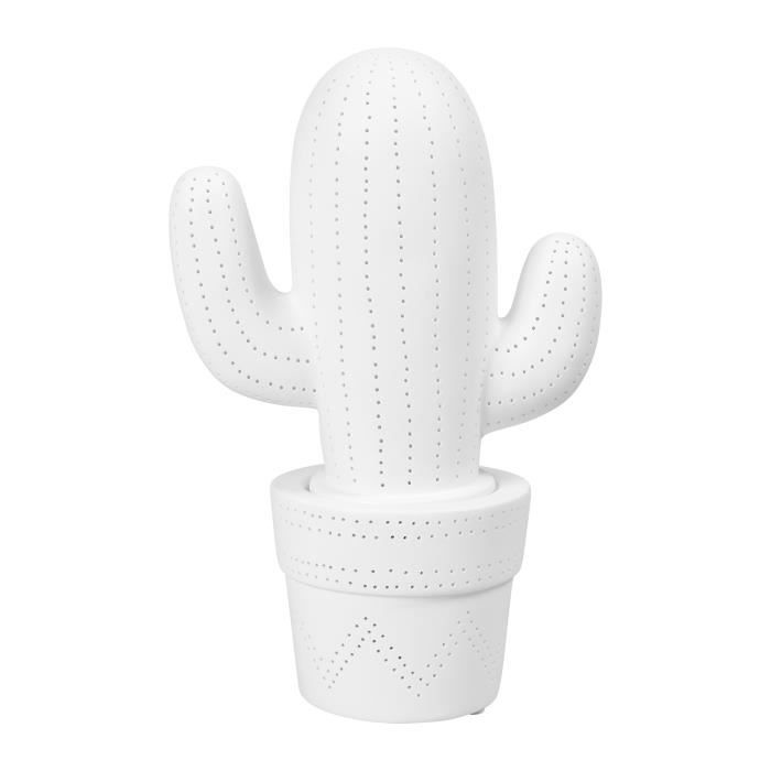 LUM & CO Lampe porcelaine Cactus - Blanc