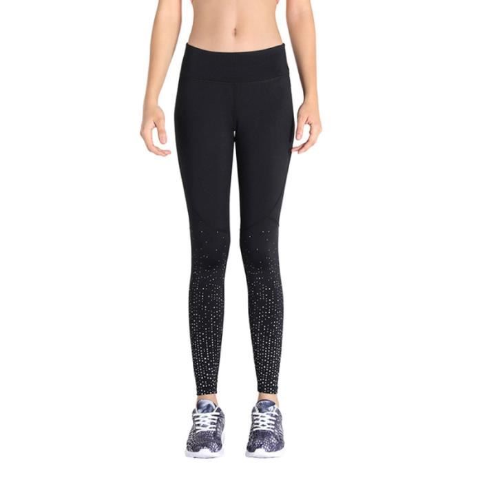 Pantalon de course réfléchissant taille haute extérieure leggings de yoga tendus - Taille BANC DE MUSCULATION