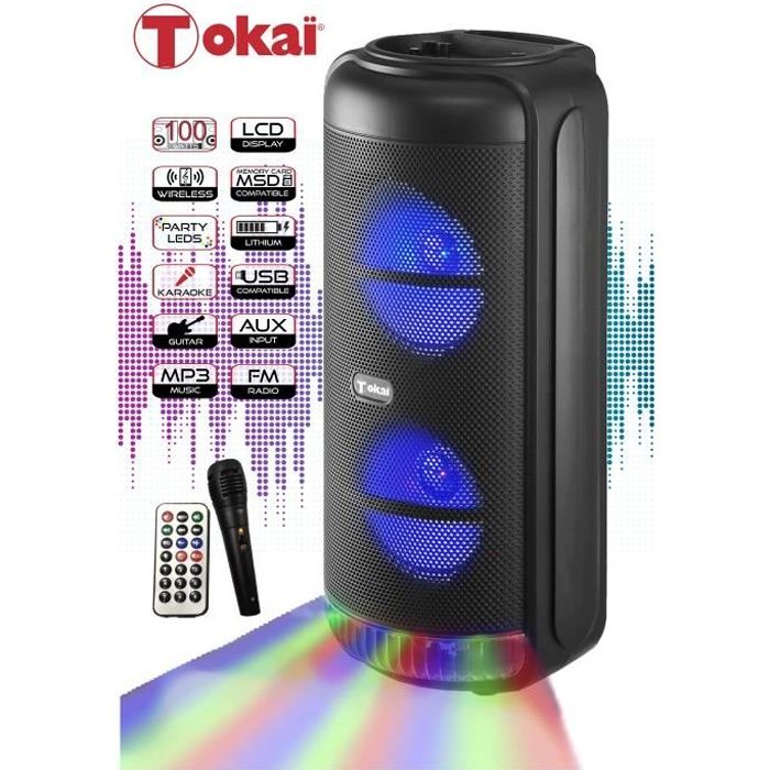 ENCEINTE KARAOKÉ AVEC MICRO ET JACK GUITARE - USB - RADIO FM - MICRO SD - TOKAÏ