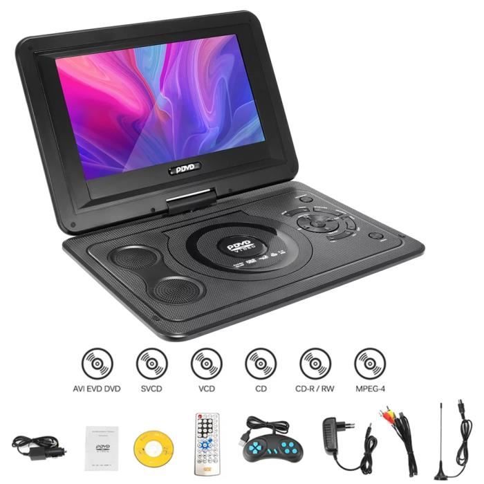 13.9'' Lecteur DVD portable avec Écran 10.1'' Batterie Rechargeable Intégrée Rotatif USB SD MP4 MP3 MS MMC TV AV SVC VCD CD CD-R RW