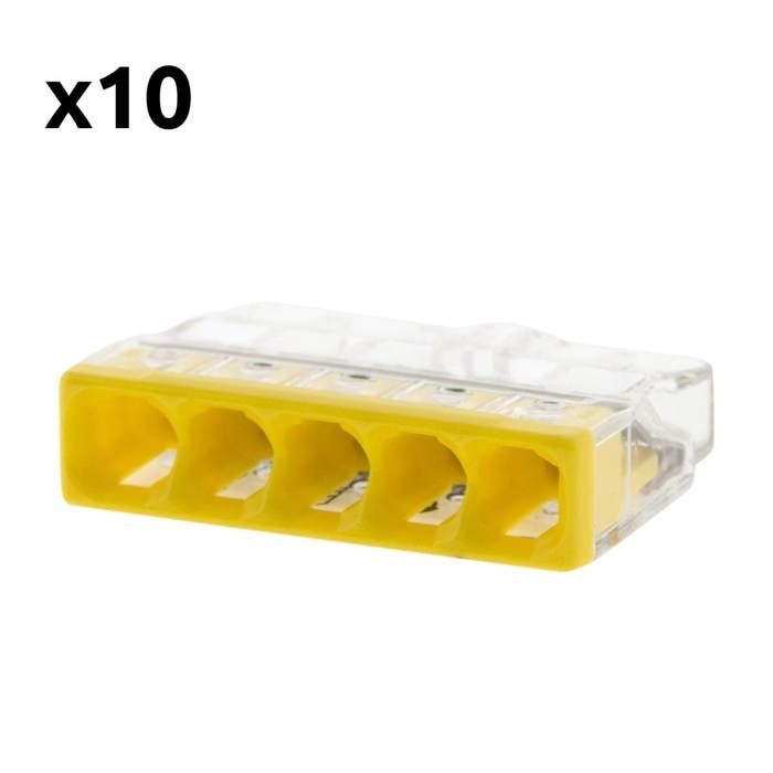 Lot de 10 mini bornes de connexion rapide S2273 pour fils rigides - 5 entrées