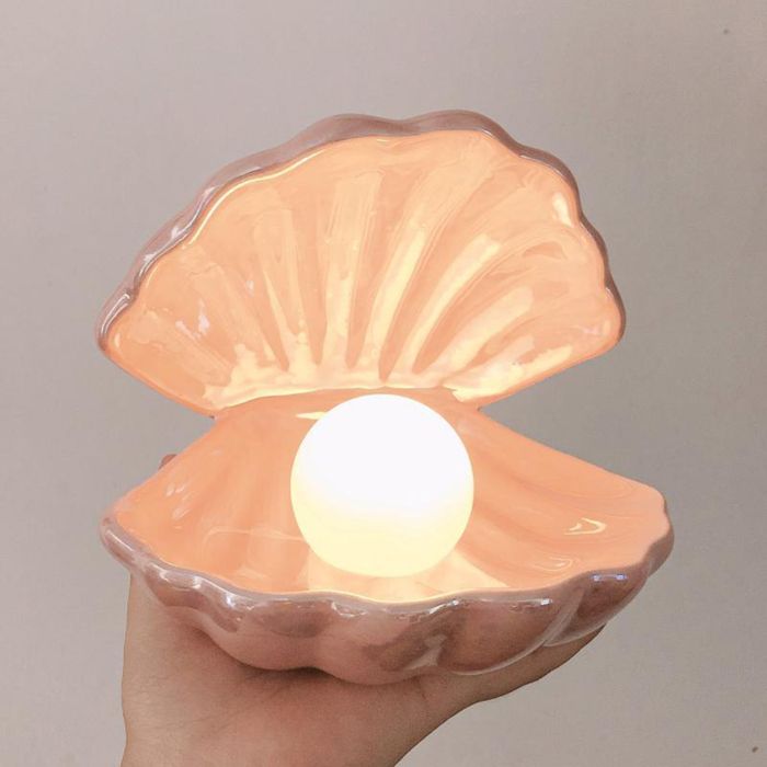 Veilleuse coquillage en céramique pour fille lampe de nuit banderole de perles sirène dégradée chevet décoration de la maison