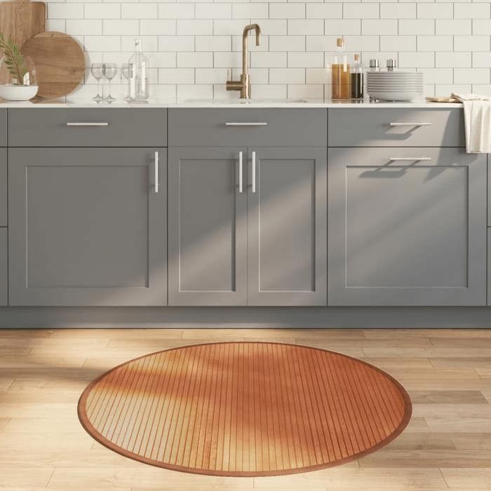 vidaXL Tapis rond marron 100 cm bambou tapis de salon