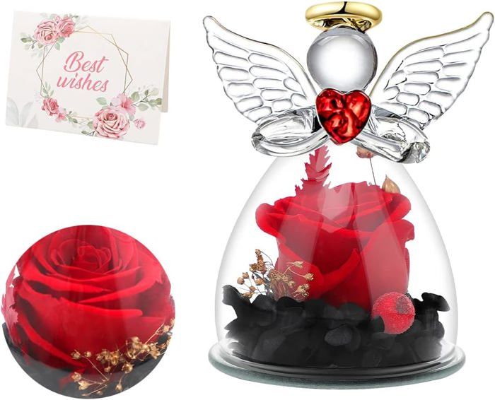 Boîte Verre Ange Meilleure Maman Cadeau Maman Sunia - Rose Éternelle Avec Ange Et Inscription Meilleure Maman Du Monde - Sous Cloche Verre Boîte Verre Ange Meilleure Maman Cadeau Maman Sunia - Rose Éternelle Avec Ange Et Inscription Meilleure Maman Du Monde - Sous Cloche Verre