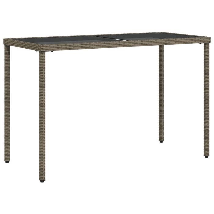 Table de jardintable dextérieur dessus en verre gris 115x54x74cm résine tressée 4275192 FrenchDays