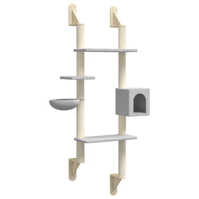 Meilleurs prix pour Arbre à chat meuble tour grimper jouet grattage grattoir escalade plateforme mural avec griffoir clair 180 cm gris 02_0022776
