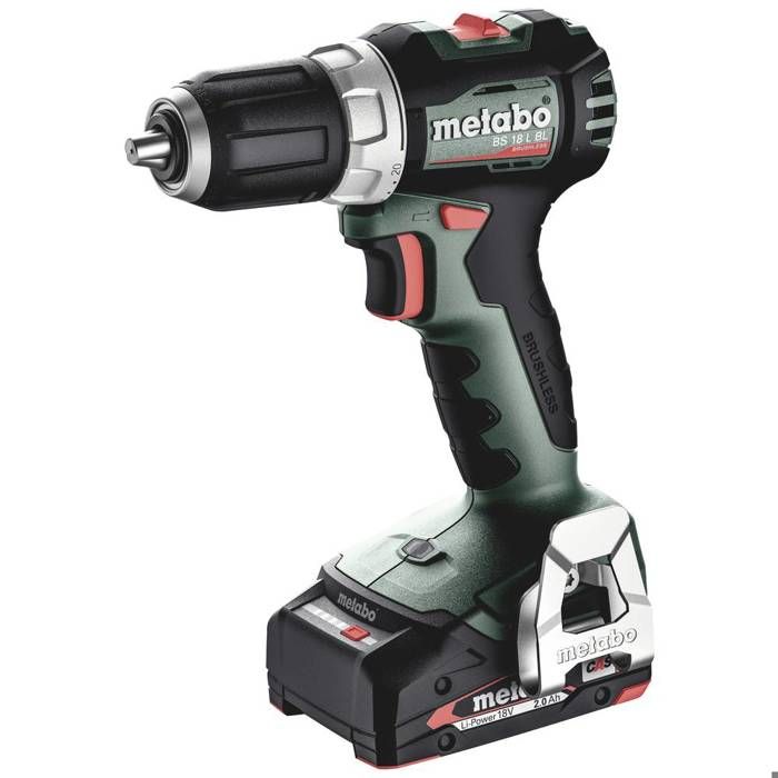 Perceuse visseuse sans fil Metabo BS 18 BL 613155500 18 V 2 Ah Li Ion + 2 batteries brushless + mallette + chargeu