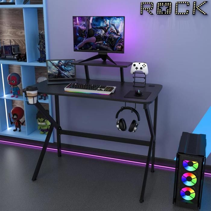 Burau d'angl, Burau n L Burau Gaming LD 160 x 100cm, Grand Burau Gamr avc Port-goblt t Crocht pour Casqu au millur prix