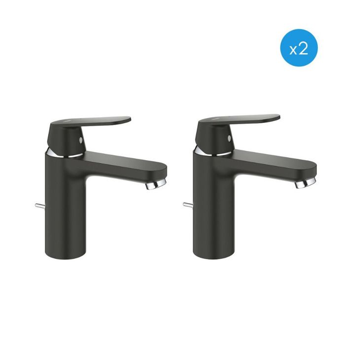 Grohe Lot de 2 mitigeurs monocommande 1/2 Lavabo Taille M, noir (23325KW0-DUO)