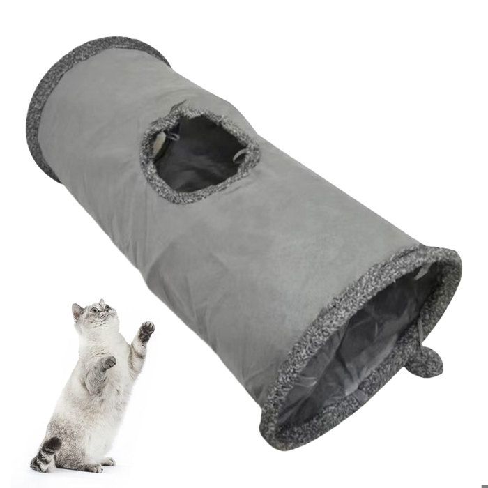 Meilleurs prix pour Tunnel pliable pour chats d'intérieur, jouets pour chats, tunnel de jeu en daim durable avec balle de jeu