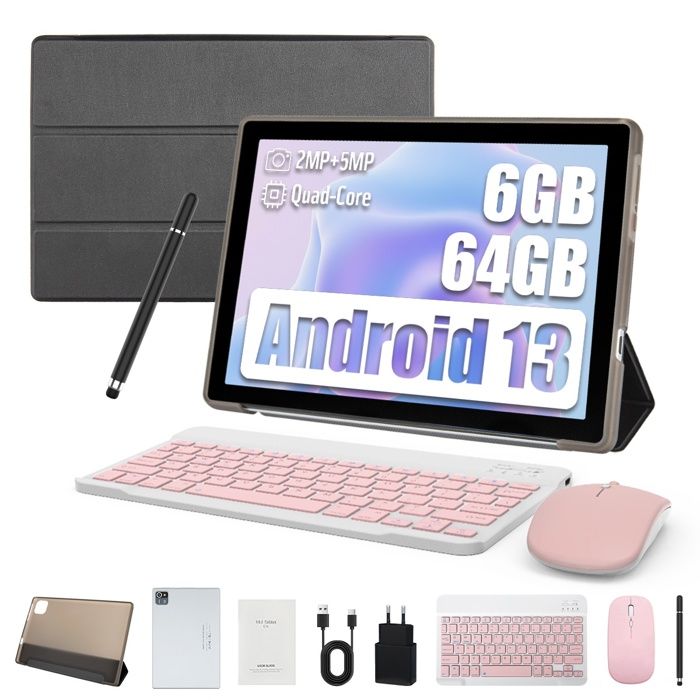 Tablette 10 - KOTSREN - Android 13 - 6 Go RAM - 64 Go extensible - Stylet et clavier
