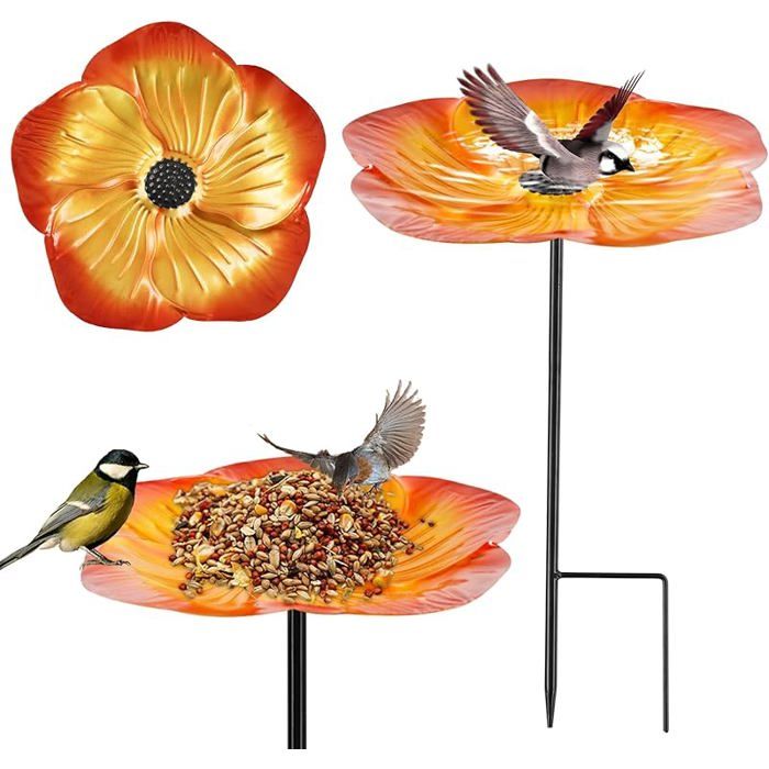 Bain oiseaux pour Extrieur Abreuvoir Oiseaux Extrieur Bain oiseaux Vintage Autoportant Mangeoire Oiseaux en Mtal Multi MANGEOIRE