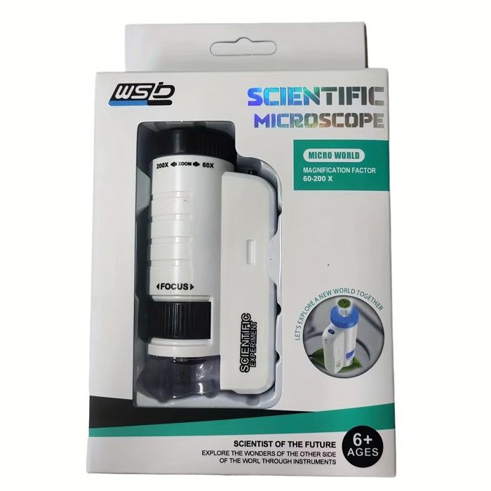 Microscope Portable Enfant 60x-120x Avec LED - Exploration Scientifique, Cadeau éducatif Pour Noël Ou Anniversaire