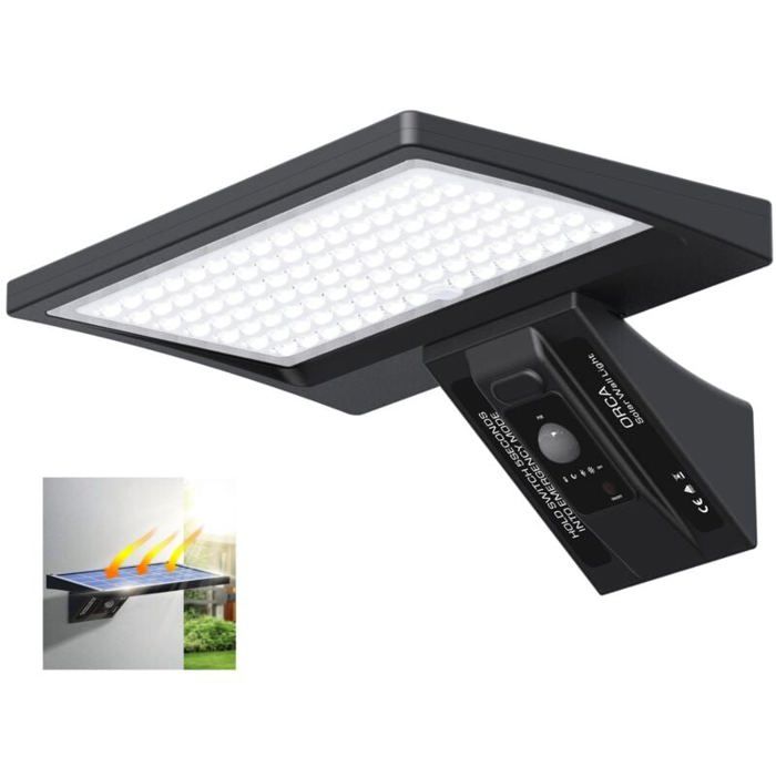 Lampe Solaire Extérieure - PZCC - 5200mAh - Détecteur 150° - 104 LED - IP65