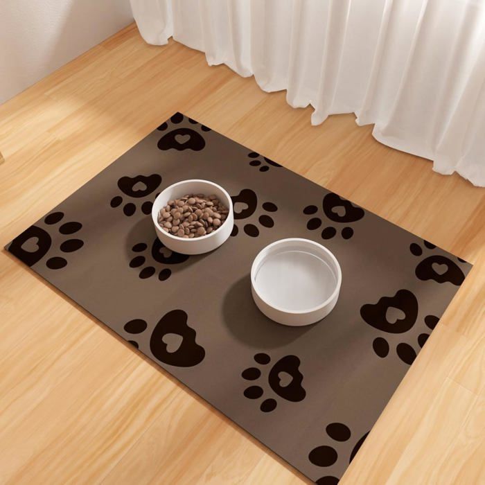 Meilleurs prix pour Tapis dalimentation pour Animaux 30x50cm Tapis pour la Gamelle du Chien pour Les Buveurs Désordonnés Marron