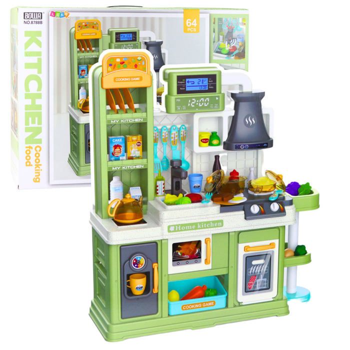 Cuisine pour enfants - IMPORT - 64 éléments - Vert - Effets lumière, son et vapeur - Circuit d'eau et capteur de mouvement