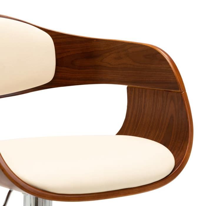TOP 2026 Tabouret de bar - 1 PC - Pour 1 personne - Crème Bois courbé et similicuir - 49.5x50.5x(87 - 108) cm TT35